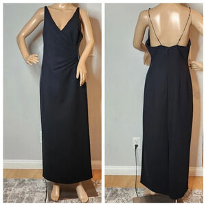 PHOEBE black Silk blend maxi dress.  Beaded straps. Size 8.